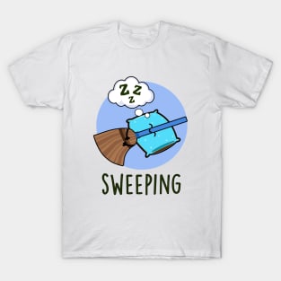 Sweeping Funny Sleeping Broom Pun T-Shirt